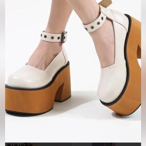 Cream Platform Mary Jane Shoes